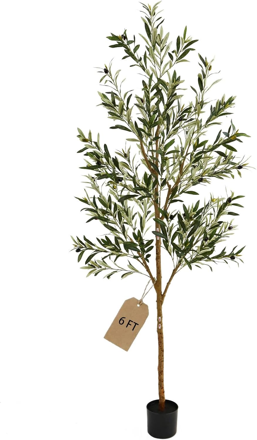 8FT Olive Trees Artificial Indoor,Fake Olive Tree with Natural Wood Trunk and Olive Branches and Lifelike Fruits,Faux Olive Tree for Home Office House Living Room Decor.