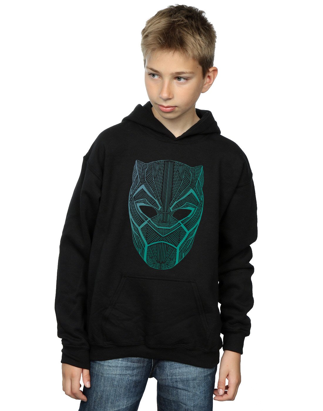 Marvel Boys Black Panther Tribal Mask Hoodie Black 9-11 Years