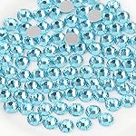 Beadsland 144pcs Flat Back Crystal Rhinestones Round Gems for Nail Art and Craft Glue Fix, Aquamarine, SS40, 8.4-8.7mm