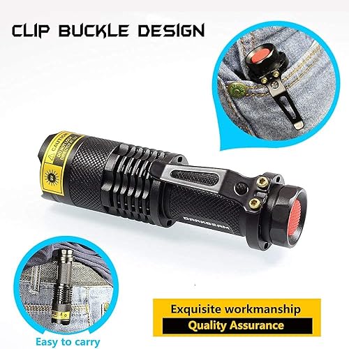 Miniatura 7 de DARKBEAM Linterna UV de 395 nm, luz ultravioleta, luz negra, lámpara de madera, portátil, 400 nm, mini detector para orina de perrogato, manchas de