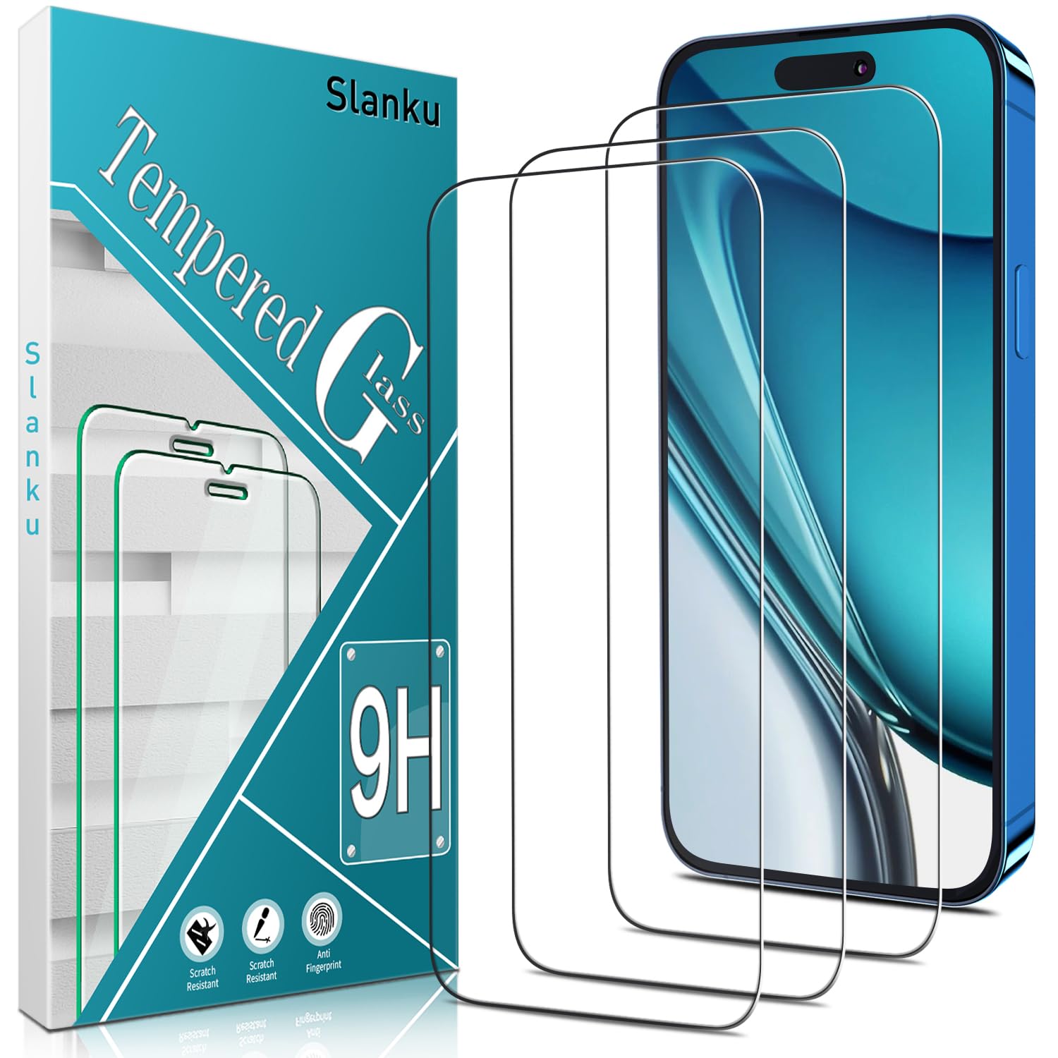 Pellicola Vetro Temperato Slanku Per IPhone 16 Pro - [Confezione Da 2+2] - Durezza 9H, Trasparente, Antigraffio, Senza Bolle - 4
