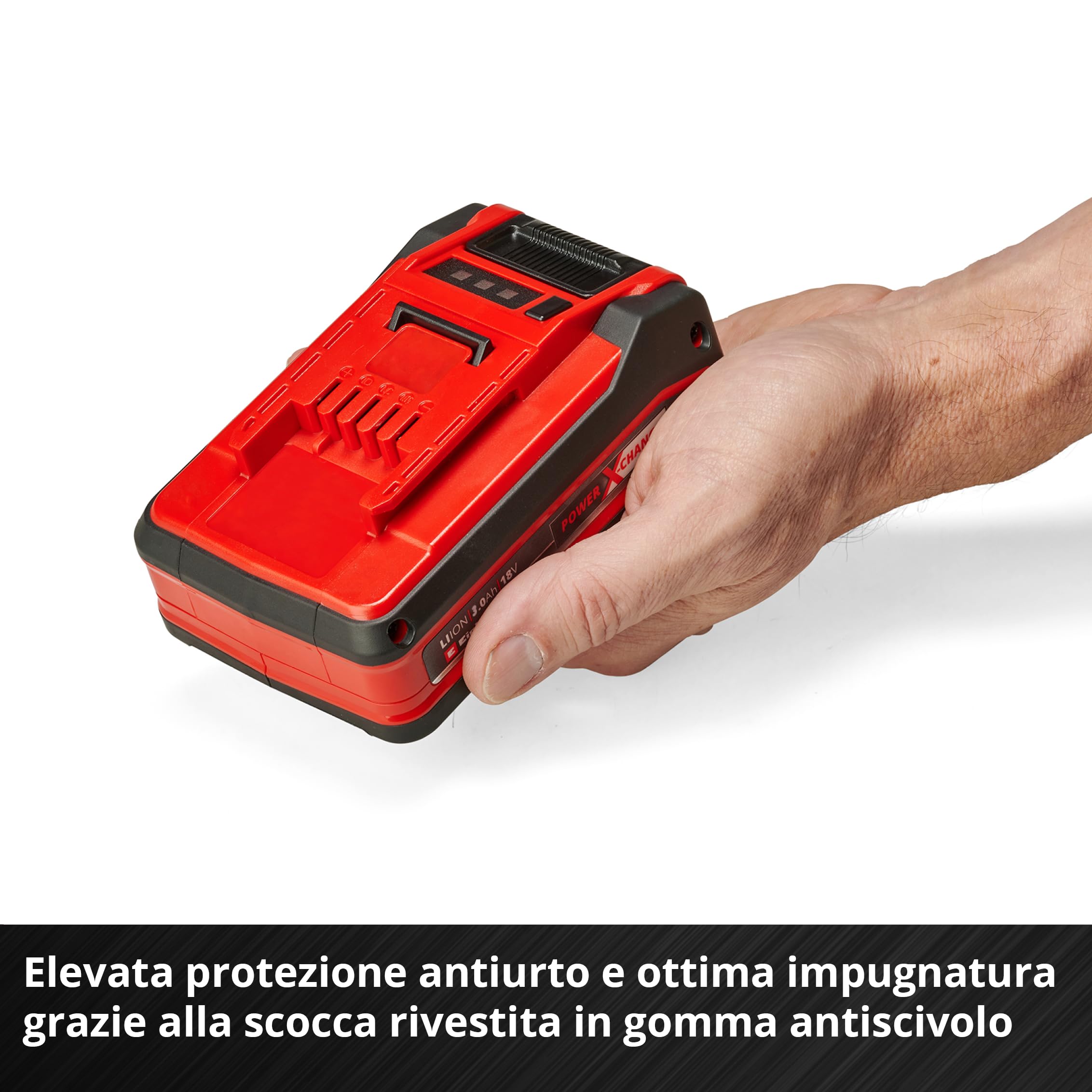 Original Einhell Batteria Power X-Change PLUS da 3 Ah (18 V, ioni di litio, universale per tutti i Power X-Change, spia livello di carica, Twin-Pack, incluse 2 batterie 3 Ah, caricabatterie escluso) | 2 batterie in set | 900 W | PXC | Li-Ion | Tecnologia