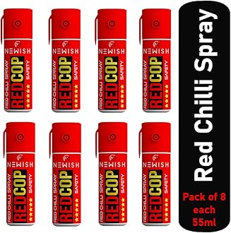 Newish Red Chilli Pepper Spray for Self-Defense - 55 ML (Pack of 8) | Personal Safety Spray for Women, Students & Seniors | Compact, Quick-Action, Pocket-Friendly, Non-Lethal, 15 ft Range