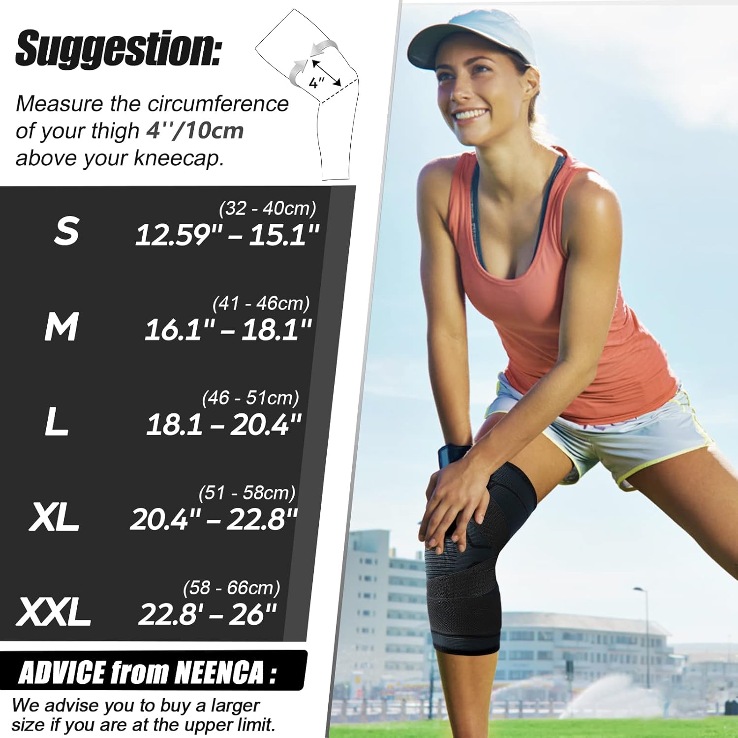 NEENCA Knee Braces for Knee Pain- 2 Pack Knee Sleeves for Pain Relief Set, Knee Compression Sleeves with Adjustable Straps for Best Fit, for Sports, Runner, Meniscus Tear, ACL, Arthritis, Joint Pain..