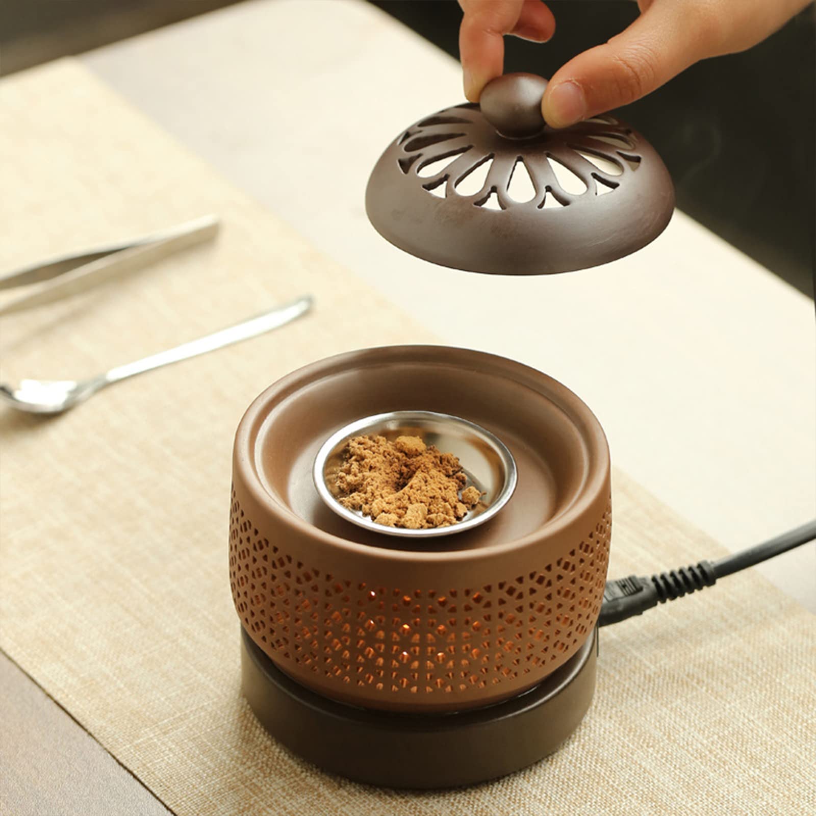 MIQXUAN Diffuseur d'Huiles Essentielles,Lampe aromatique brûleur d'encens chronométré Cire en céramique Fondre brûleur à Huile Essentielle Bureau à Domicile Salon brûleur à Huile Essentielle Cadeau