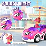 Elovien Voiture de télécommande pour enfants, RC Jouets de voiture pour les filles 2-3, Radio Race Car avec lumières & Musique, Jouets pour les jeunes filles Âge 2 3 4 5 6 (Rose)