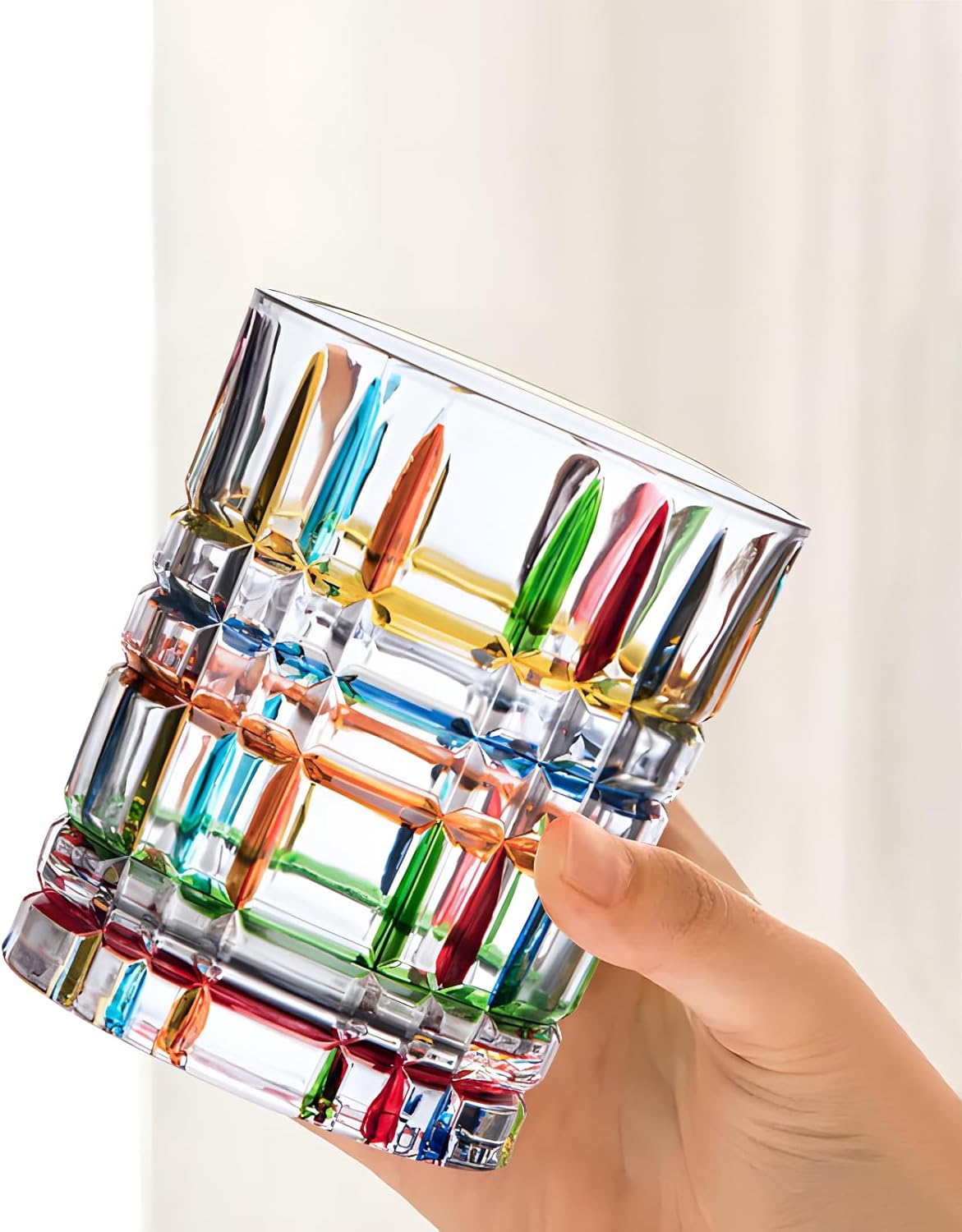 Whiskey Glasses Set of 2 Colorful Stained 10oz Each Old Fashioned Drinking Glasses Perfect for Weddings Home Bar or Gifting - Image 7