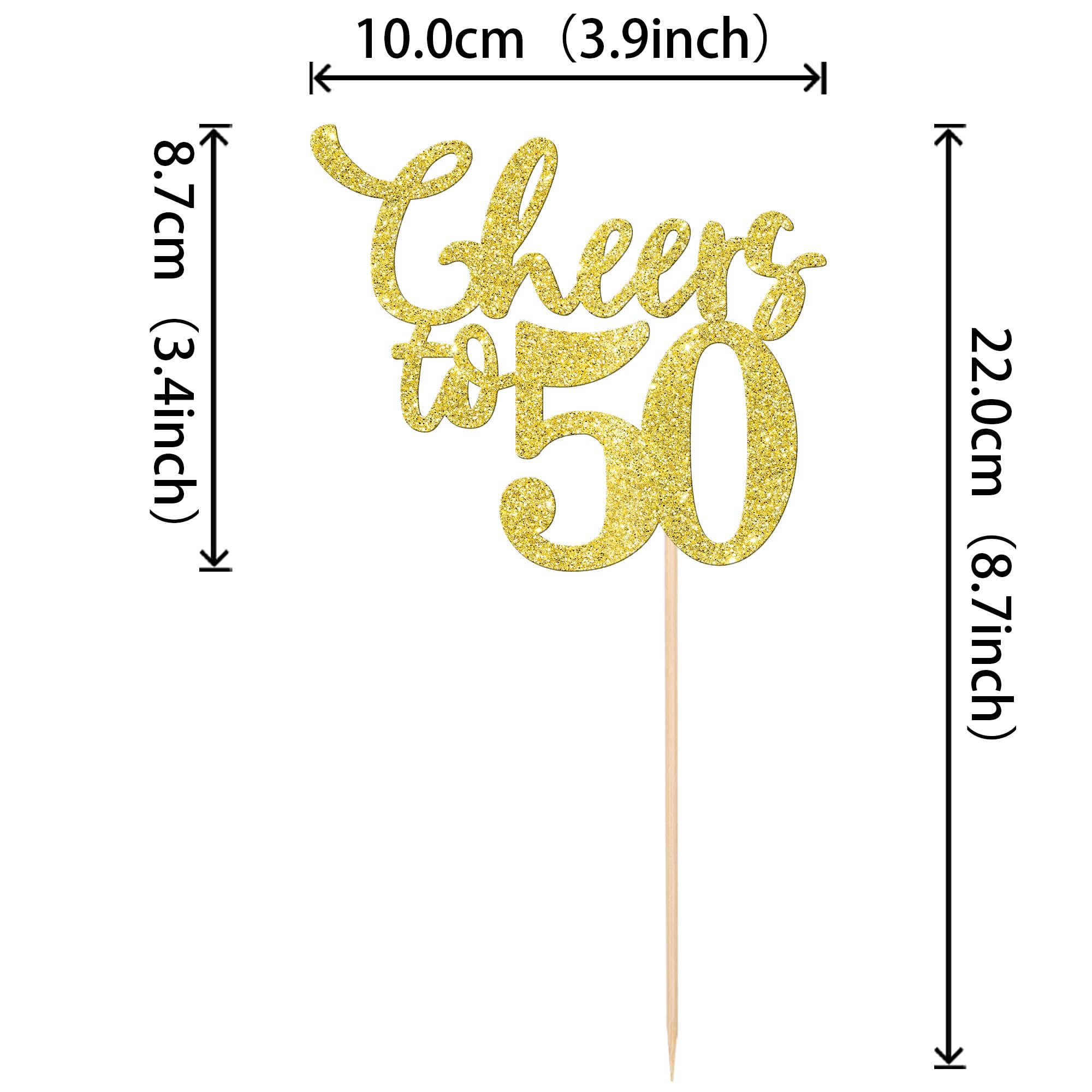 Rsstarxi 12 Pack Cheers to 50 Years Centerpiece Sticks Gold Glitter 50th Birthday Table Toppers Decorations for 50th Birthday Wedding Anniversary Party Decorations Supplies