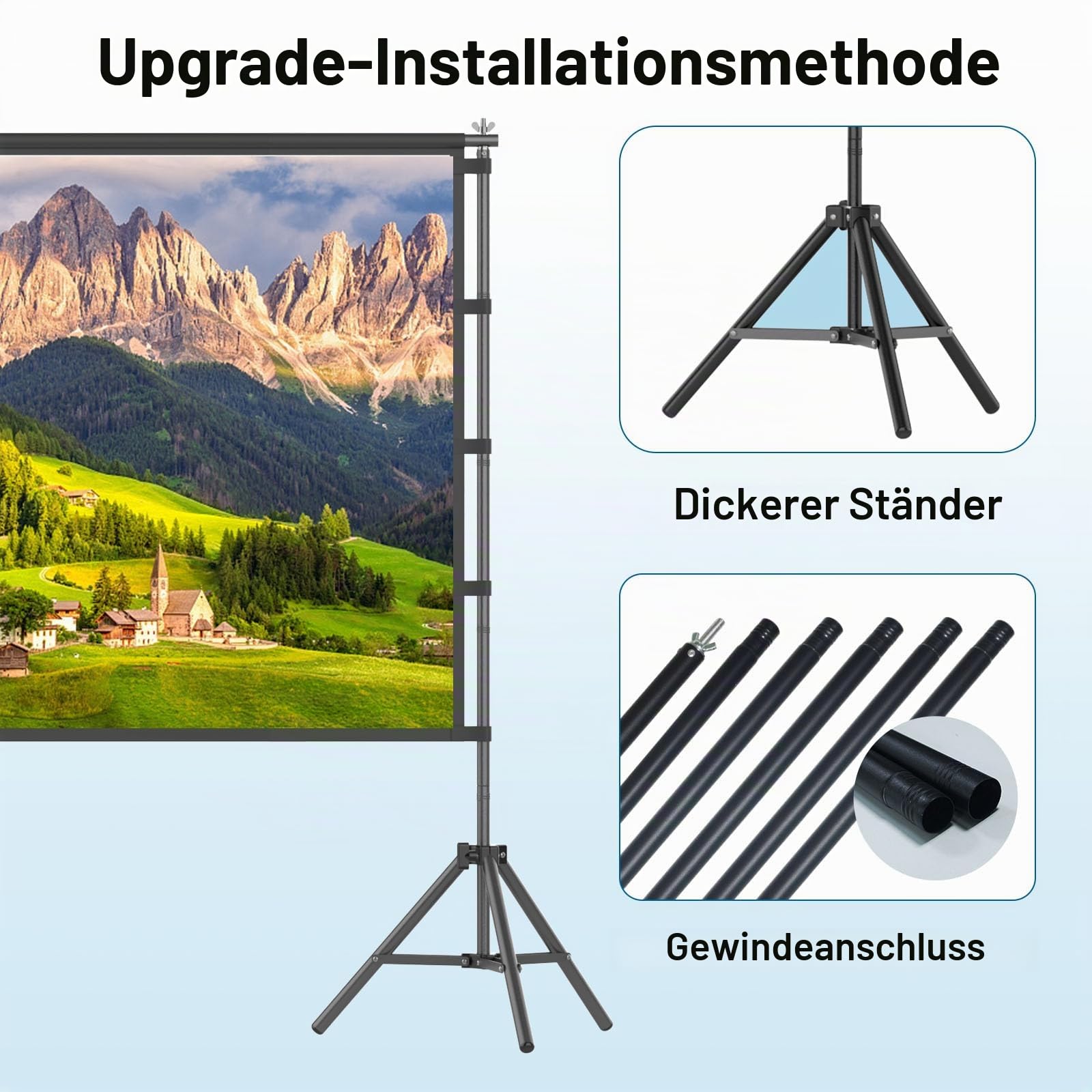 TOWOND Projektor-Leinwand, 100 Zoll (254 cm), tragbare Projektor-Leinwand und Ständer, Outdoor-Projektionsleinwand, 16:9, 4K-HD-Filmleinwand mit Tragetasche für Heimkino und Hinterhofkinoabende