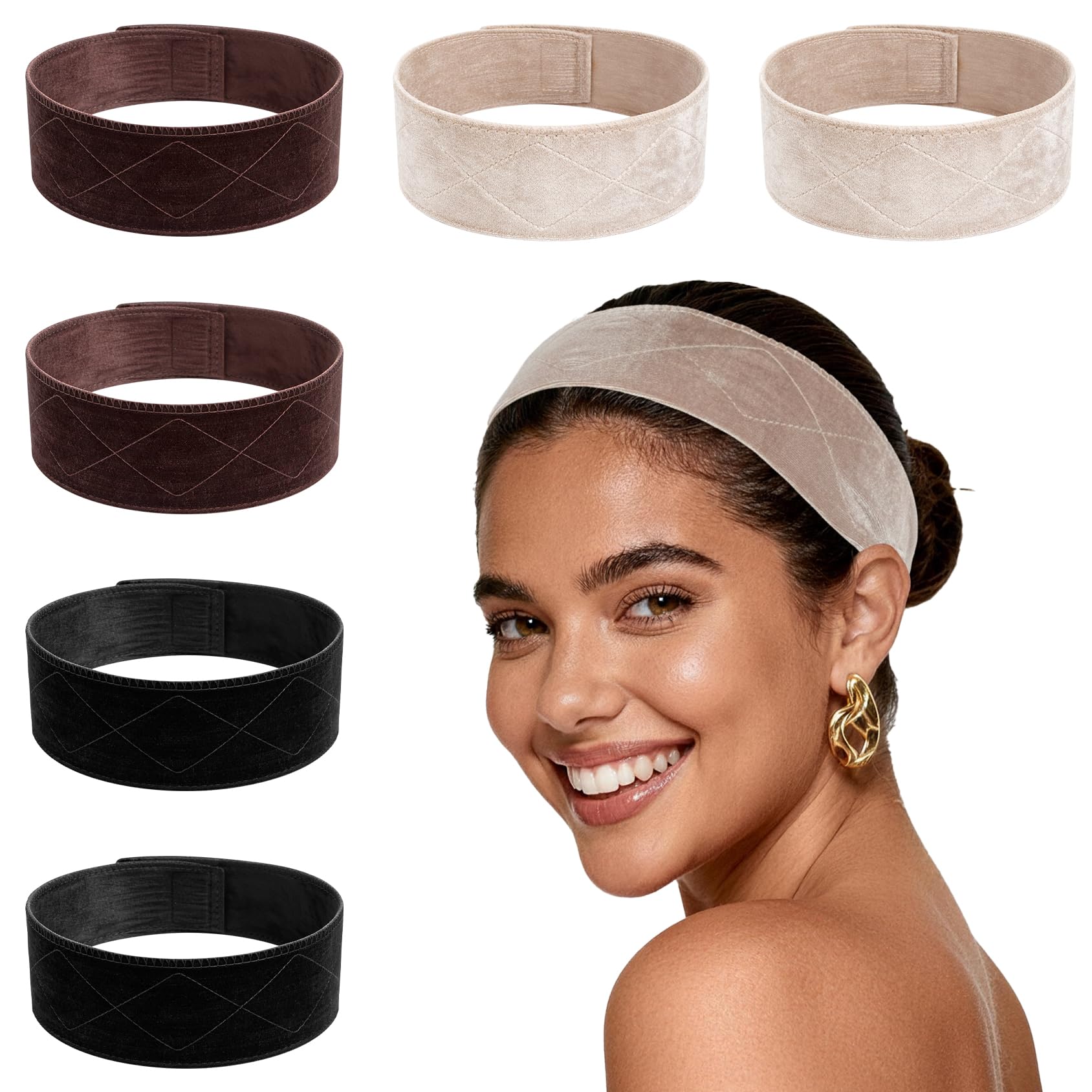 6 Pcs Wig Grip Band For Women, Adjustable Velvet Non Slip Wig Band, No Glue Secure Fit For Wigs, Comfort Headband Prevents Slipping Hairpieces Accessories