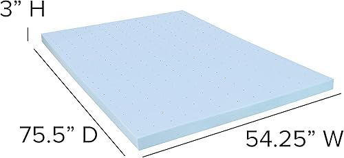 Miniatura 5 de EMMA + OLIVER Cubrecolchón de espuma viscoelástica refrescante con infusión de gel frío de 3 pulgadas, espuma viscoelástica certificada CertiPUR-US,