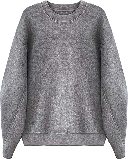 Nileco Soft Breathable Pullover for Women and Girls,Essentials Pullover Oversized Shirt Long Sleeve Sweatshirt,Solid Color Sweatshirt
