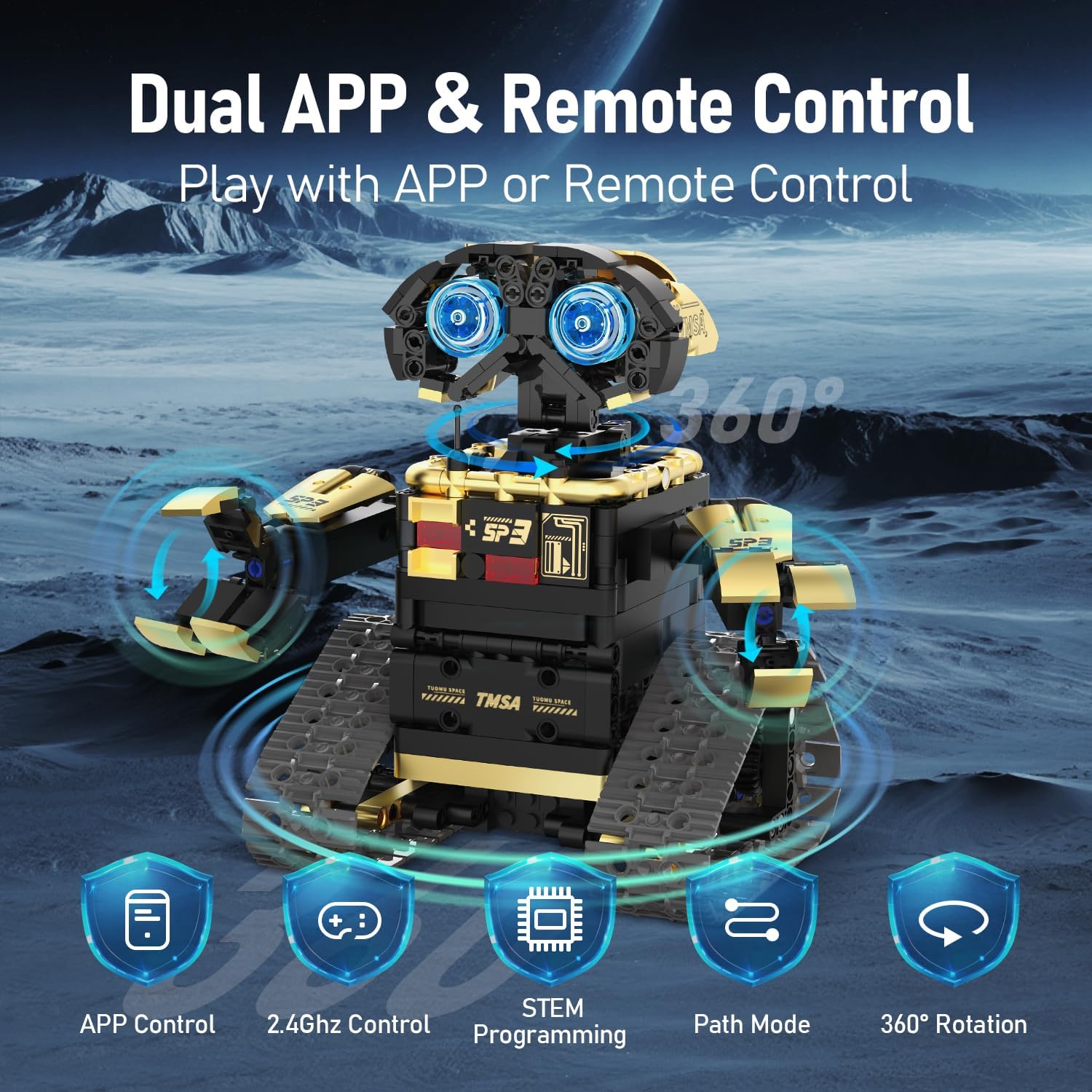 5 in 1 STEM Robot Toy Building Kit, Robot Building Kit with App & Remote Control for Kids Ages 8-14, Coding Robotics Technic Toy Bulldozer Erector for Boys Girls, 695 PCS