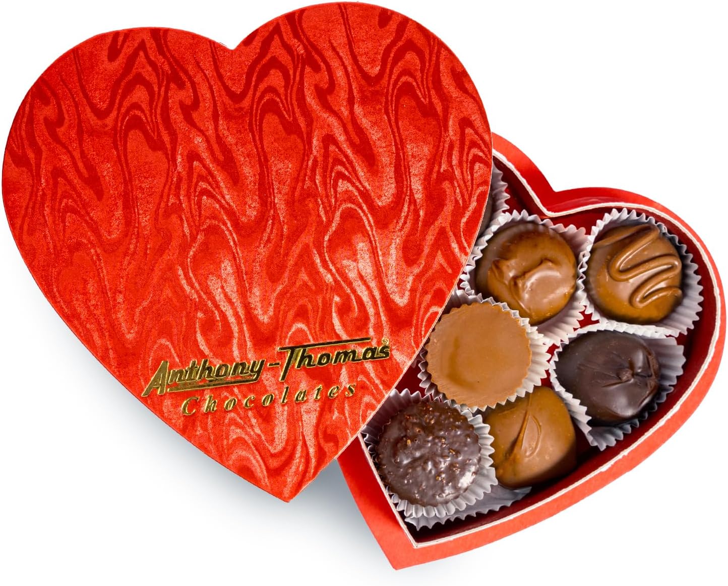 Anthony Thomas, Heart Shaped Box, Mother's Day Chocolates, Milk and Dark Chocolate, Soft Centers, Nuts, Toffee and Caramels, Gift Box, 9 Pieces (4 oz, Milk and Dark)