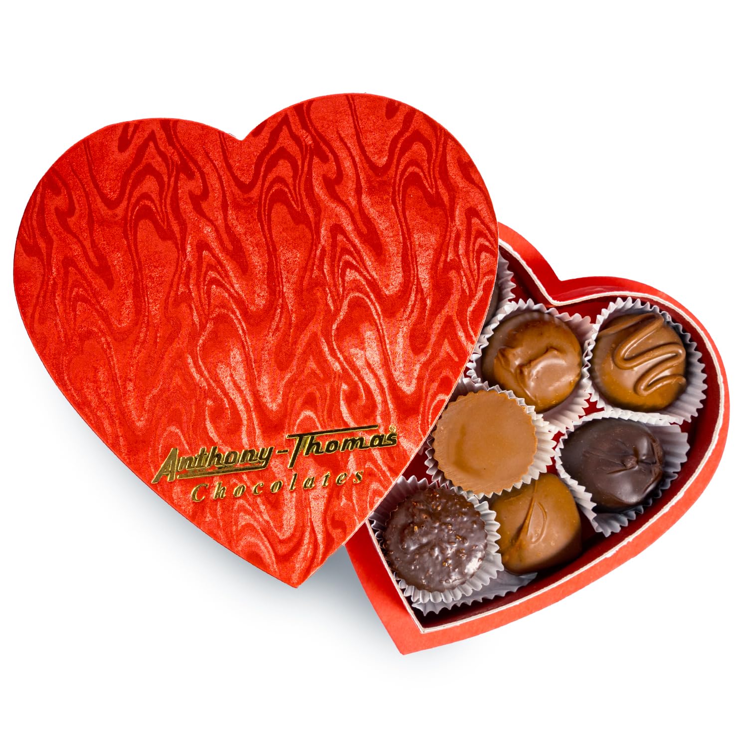 Anthony Thomas, Heart Shaped Box, Mother's Day Chocolates, Milk and Dark Chocolate, Soft Centers, Nuts, Toffee and Caramels, Gift Box, 9 Pieces (4 oz, Milk and Dark)