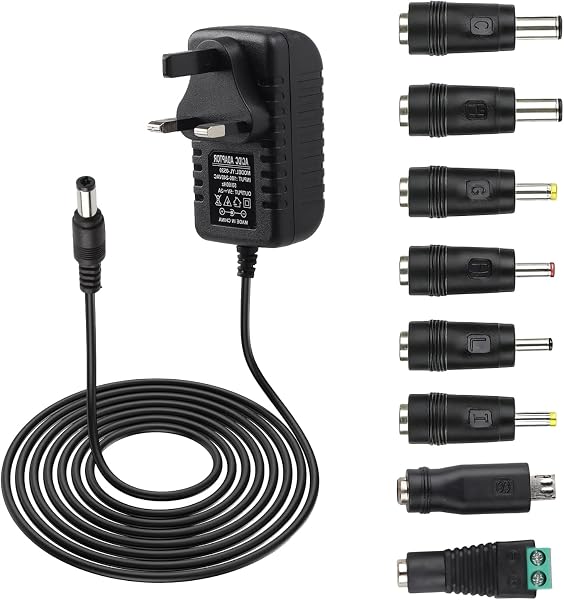 5V 2A Power Adapter Universal Power Supply Replacement, AC to DC 5v Adaptor with 8 DC Plugs,AC Adapter 100-240V 50 60Hz, 5 V Charger Adaptor for LED Strip, Router, TV Box, Audio, Speaker,Wall Charger - 1