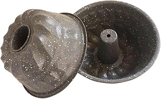 2PCS Mini Bundt Cake Pans for Baking, Small Fluted Tube Cake Molds, Reusable Nonstick Carbon Steel Round Pound Pan for Kugelhopf, Cheesecake, Brownie, Muffin - 6Inch, Grey