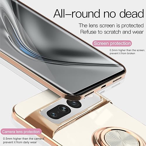 Miniatura 5 de Urarssa Funda compatible con Google Pixel 7 Pro para mujeres y niñas, soporte magnético giratorio para automóvil, funda suave a prueba de golpes,