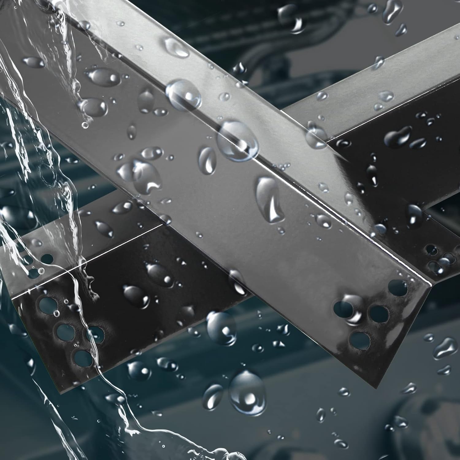 Hongso 15" Heat Plates and 14 7/8" Pipe Burners for Charbroil 463411911, 463411512, 463411712, Kenmore 122.16134110, 415.16106210, Nexgrill 720-0783, 720-0773, 720-0719BL and Tera Gear 1010007A Models