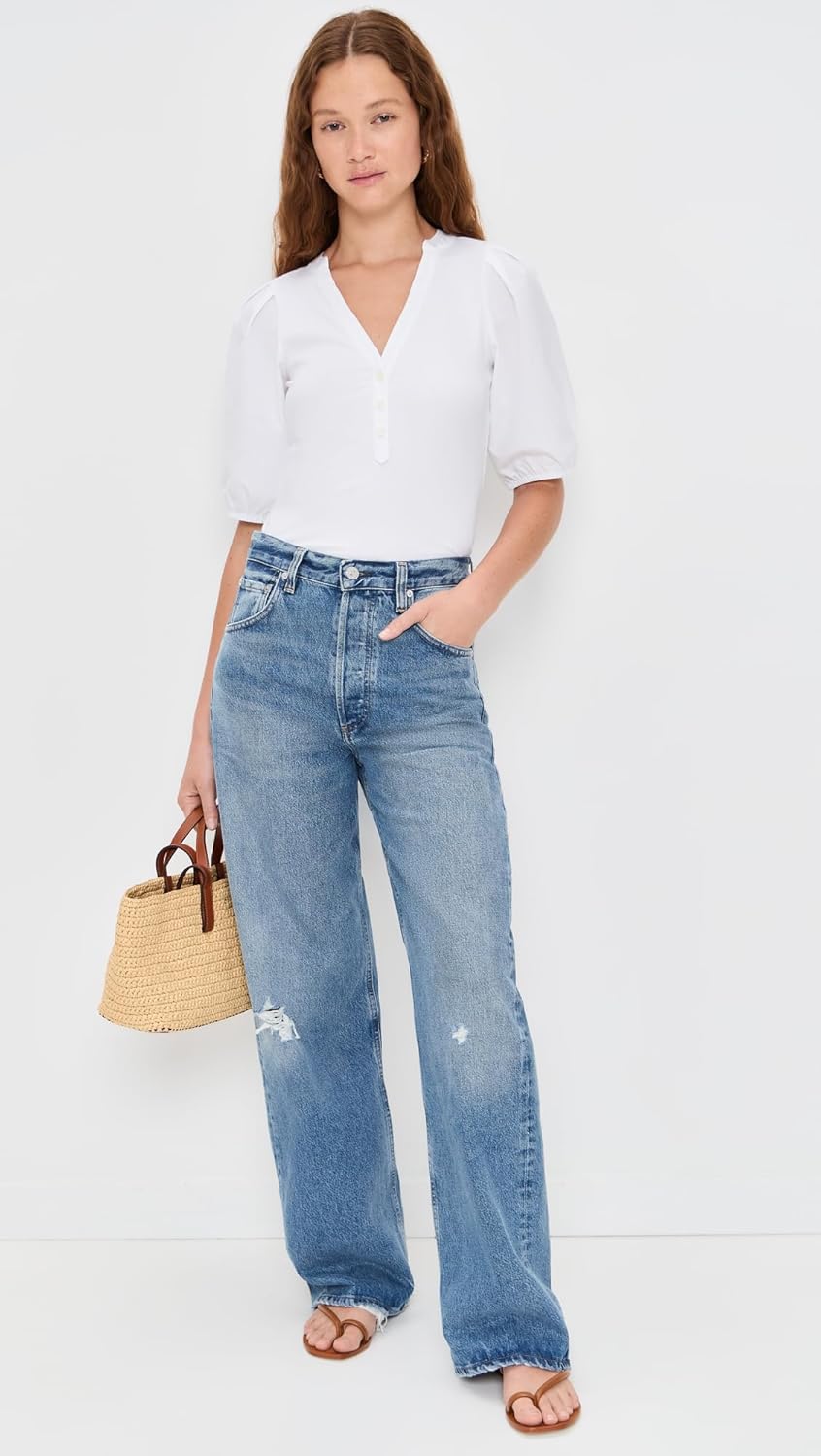 Madewell Womens Mixy V-Neck Puff Tee - Image 5