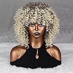 Xinran Blonde Curly Afro Wigs for Black Women, Ombre Blonde Afro 70s Wigs for Women, 70s Kinky Curly Wigs Brown Mixd Blonde