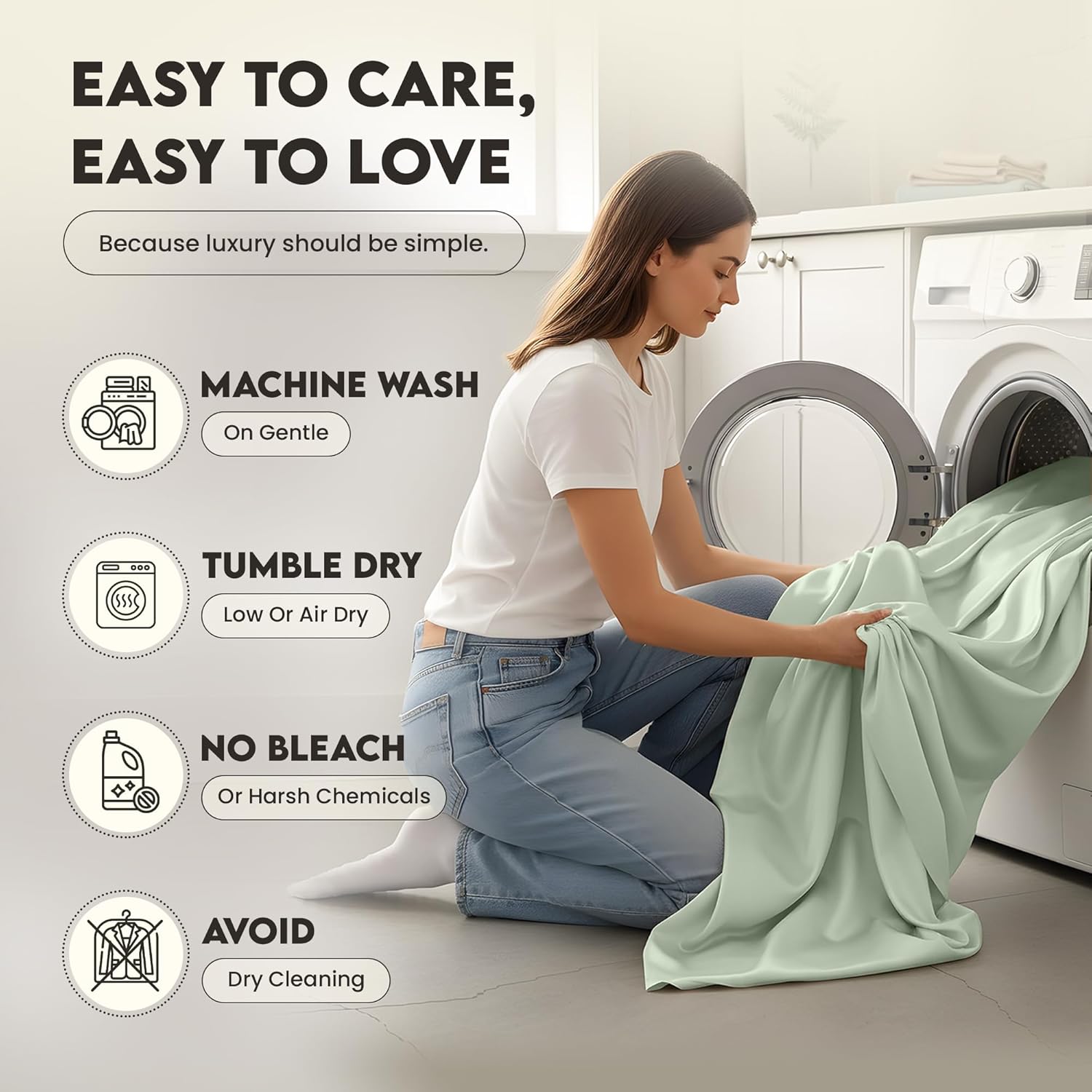 100% Eucalyptus Tencel Duvet Cover Queen, Luxury Cooling Comforter Cover Set 4 Corner Loops, 1 Oversized Hotel Duvet Cover, 2 Shams, Silky Soft, Lightweight (Sea Green, 3PC Queen) - Image 7