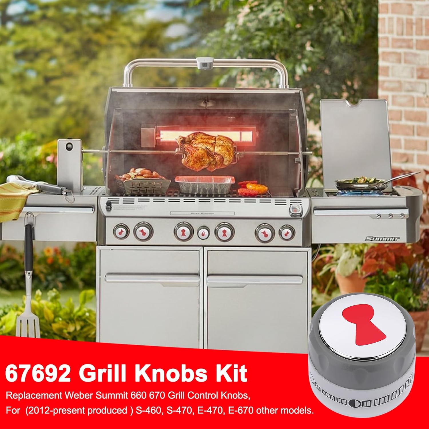 67692 Summit Gas Grill Knobs Replacement Weber Summit 660 670 Grill Control Knobs,9-Pack Weber Summit Knob Kit with 1 Burner,1 IR and 1 Smoke and 6 Main Burner Lgnition Knob