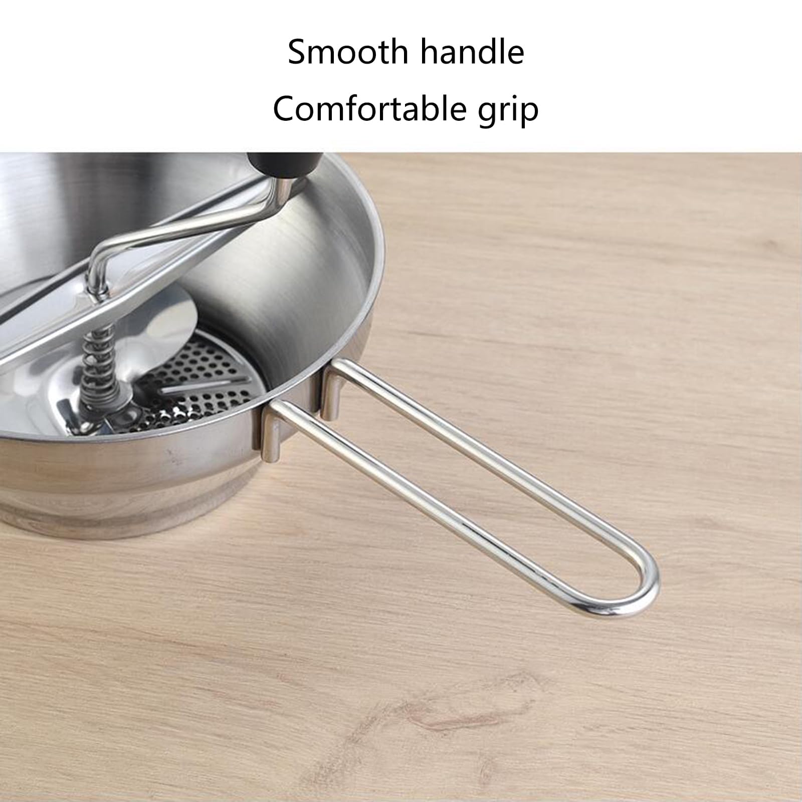 QUTBAG Lebensmittelmühle aus Edelstahl, manueller Marmeladenstampfer mit 3 Mahlscheiben, Kartoffelstampfer mit Anti-Rutsch-Griff, für Tomatensauce, Apfelmus, Püree, Kartoffelpüree