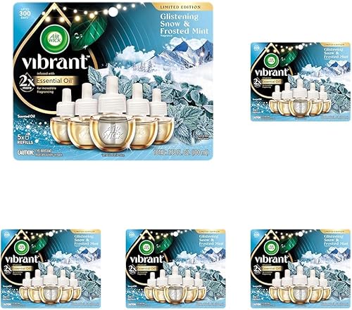Vista 7 de Air Wick Aceite perfumado avanzado enchufable, nieve brillante + menta helada, ambientadores para el hogar de larga duración, ambientador