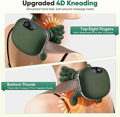 Miniatura 4 de Masajeador de cuello Shiatsu portátil para aliviar el dolor, almohada de masaje 4D de tejido profundo para hombros, espalda, piernas, recargable y