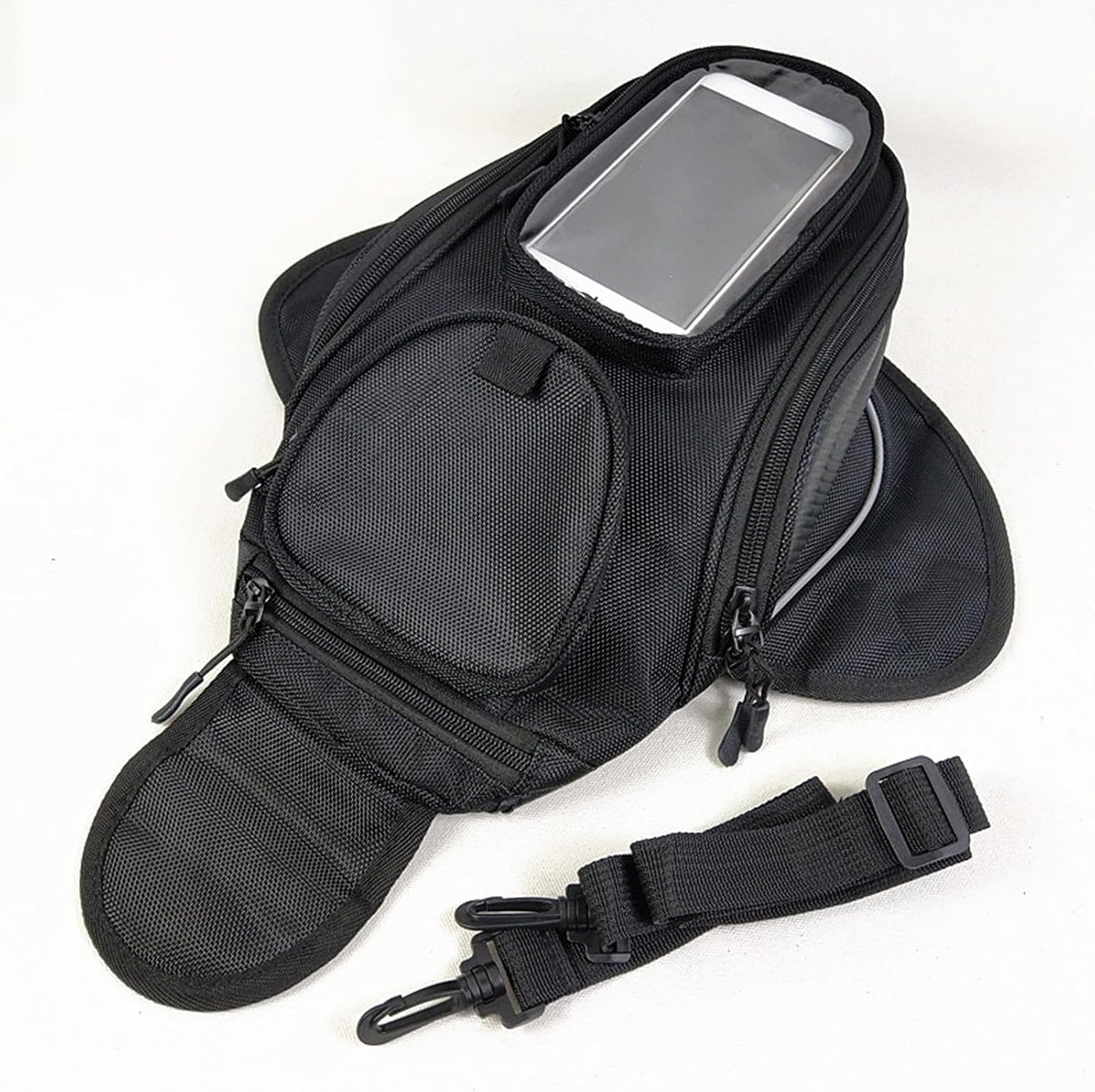 Motorcycle Tank Bag - Water Resistant Motorbike Bag | Magnetic & Strap Mount | 6.7 Inch Capacity | Black Oxford Cloth | 12.6x7.09x5.12 Inches | Powersports Tank Bag