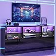 GOOBED TV Stand for 75/70 Inch TV, Modern LED Entertainment Center with Storage, Modern High Glossy Media Console Cabinet for Living Room, Grey