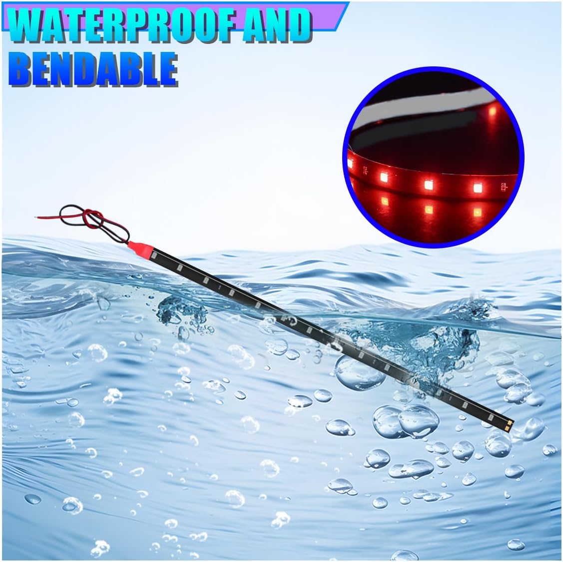 6PCS 1Ft 12V Car LED Light Strip for Underbody, 15 LED Flexible Car Light Strip with Adhesive Backing, Auto Interior & Exterior Decoration Lights for Motorcycle Boat (Red) image 5