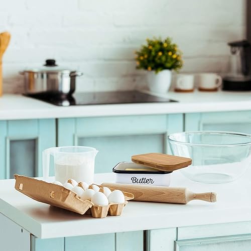 Miniatura 8 de Granrosi Recipiente de grasa de tocino con colador y plato de mantequilla de cerámica con tapa para encimera, lata de grasa, conservador de