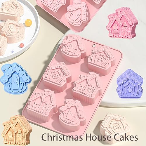 Miniatura 7 de Paquete de 2 moldes de jabón de Navidad, moldes de silicona para casa de Navidad para jabón hecho a mano, fabricación de velas, cera de