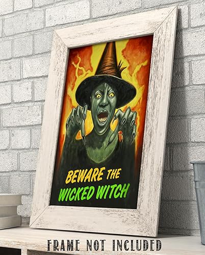Miniatura 7 de Beware the Wicked Witch - Arte de pared vintage de 11 x 14 pulgadas sin marco, póster sin marco, estilo de película de terror retro, ilustración de