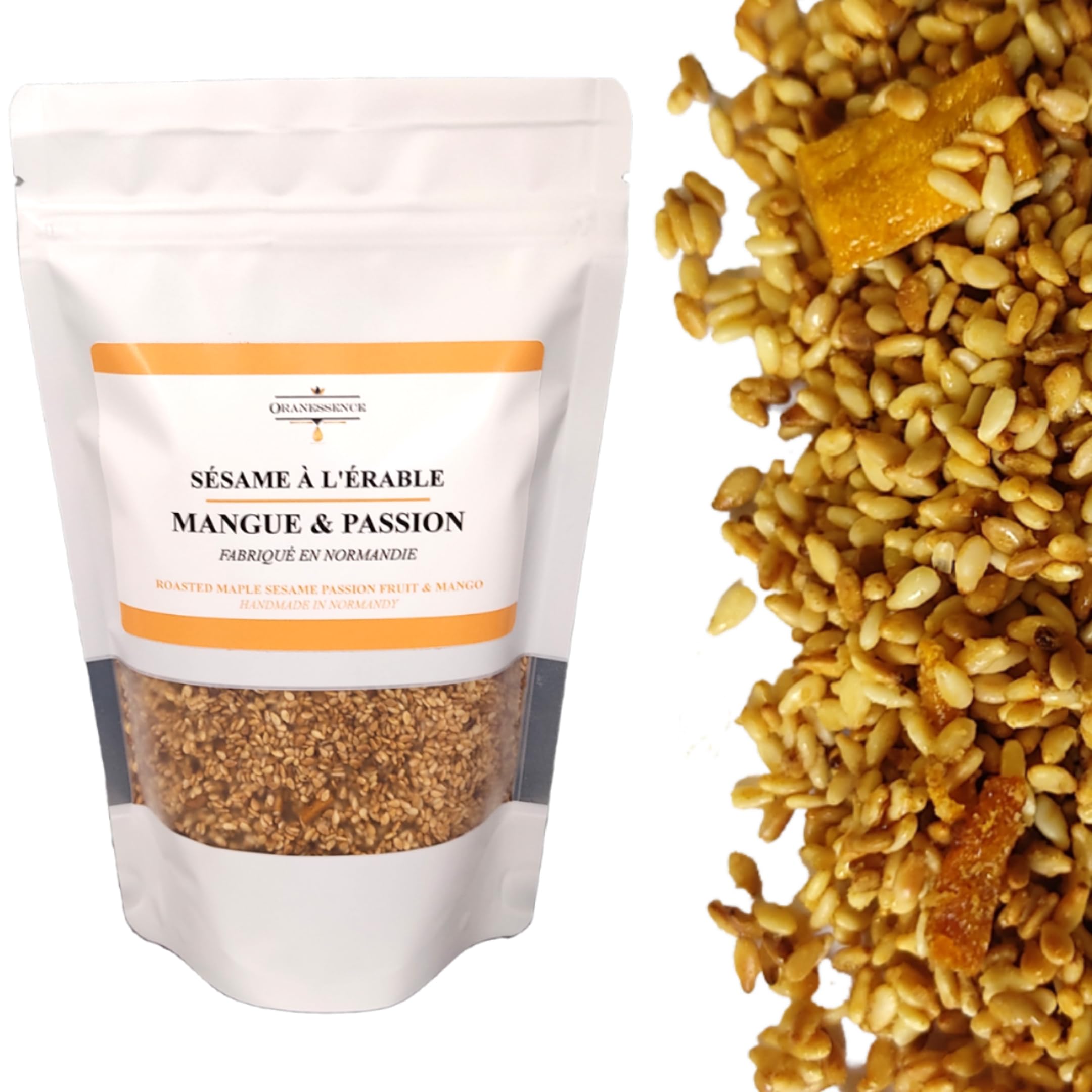 Sésame à l'érable (200g) - Mangue & Passion - Topping Dessert - UNIQUE - Fabriqué à la main en Normandie - Assemblage d'Exception - Sans additif, Sans Colorant, Sans Conservateur, non irradié