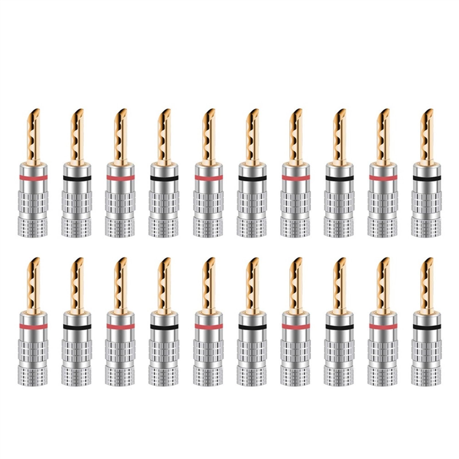 Connecteurs de câble 4mm, 20 pièces, fiche Banane plaquée Or, Noir et Rouge