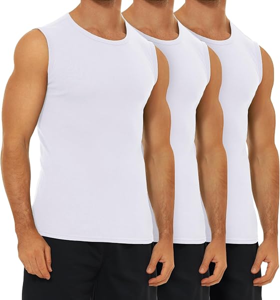 FALARY Canottiera Uomo Pacco da 3 Canotta Palestra Uomo 100% Cotone S-5XL Bianco Nero Marino Oliva - 1