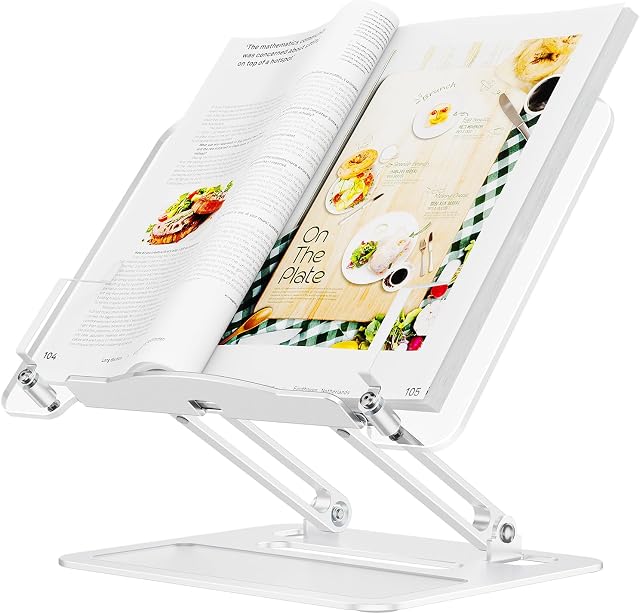 urmust Laptop Stand, Multi-Angle Cookbook Holder, Acrylic Book Stand for Reading, Adjustable Laptop Holder, Book Stand for Recipe, Magazine, Sheet Music,Tablet, Laptop (up to 15.6 inches)