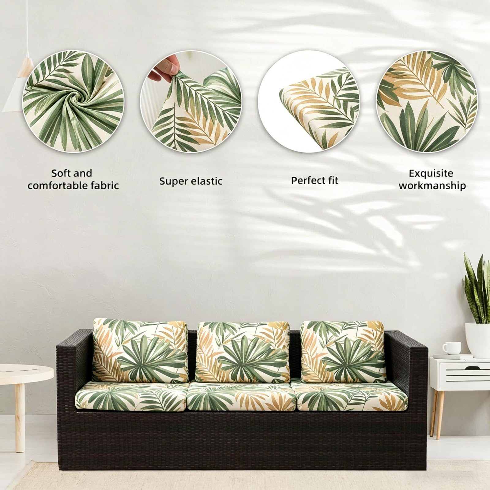 Morbuy Copricuscini Impermeabili per Esterno Giardino Patio, Set 6/8, Divano Angolare in Rattan (Alberi in fiore)