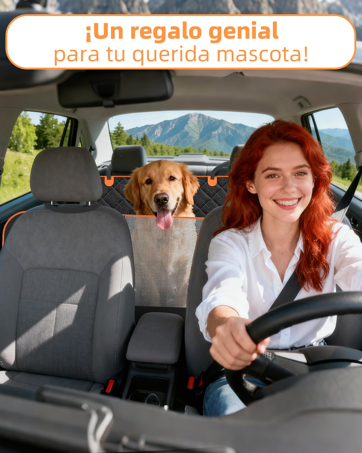 Funda Coche Perro Impermeable Protector Coche Perros Asiento Trasero Resistente al Agua y a los Arañazos Cubre Asientos Coche Perro Ajuste Universal para la Mayoría de Turismos, Suv y Camiones