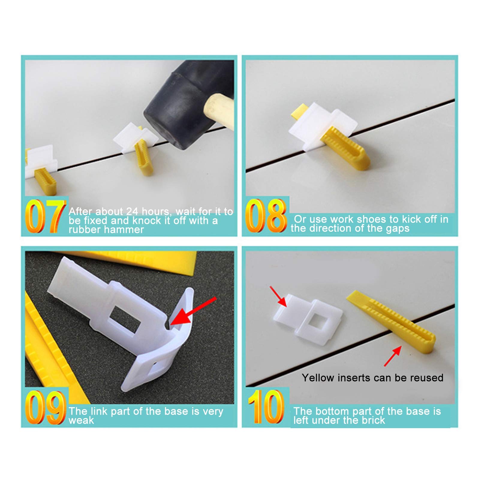 Kit Livellamento Piastrelle - 100 Cunei + 100 Tamponi, Per Posa Perfetta Pavimenti E Rivestimenti - Foto 11