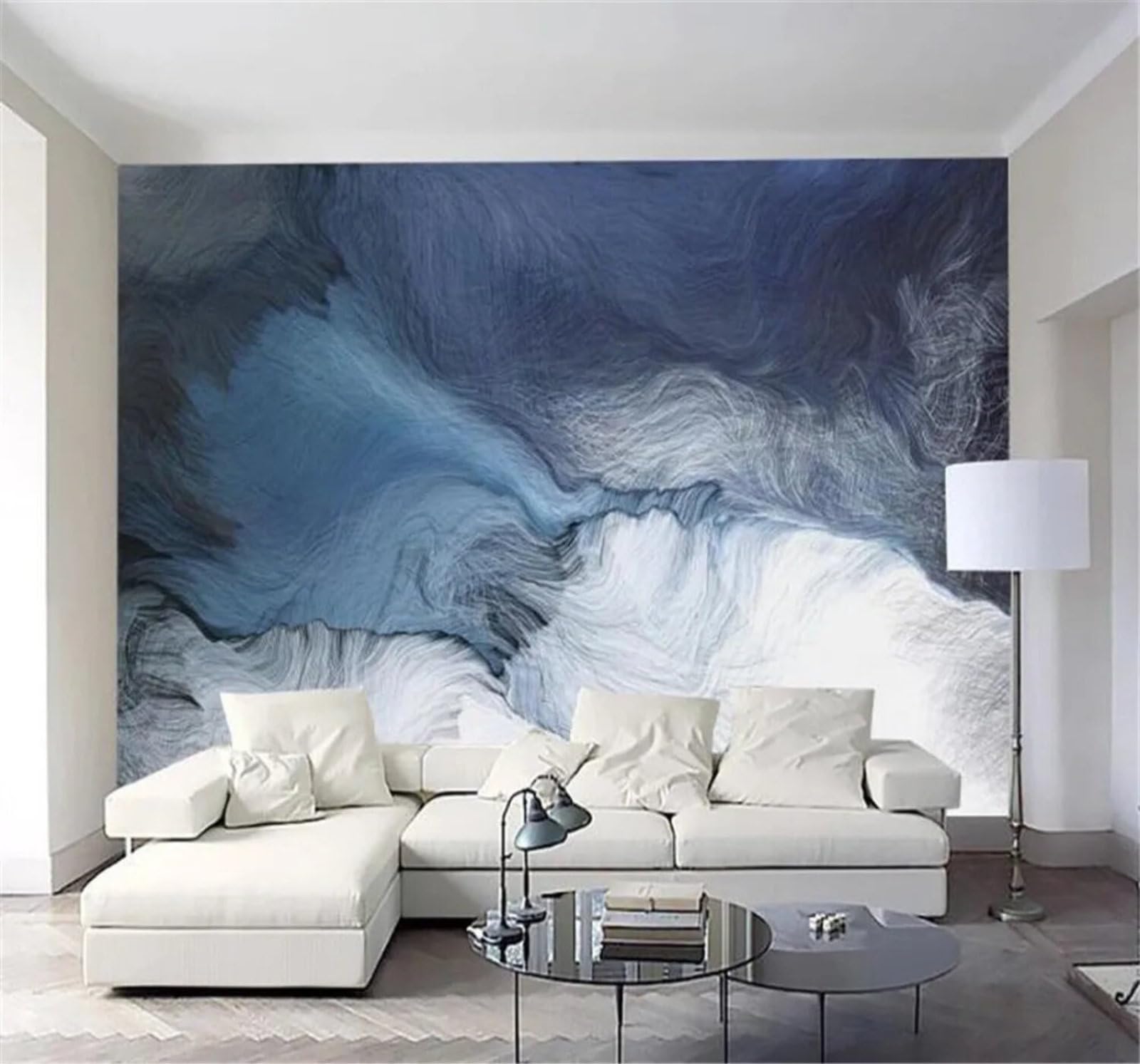 Tzxztt Minimalist Fresh Abstract Dynamic Lines Modern 3D Wallpaper Premium Textured Silk Neutral Tones Material Ideal for Living Room Bedroom-200cm×140cm