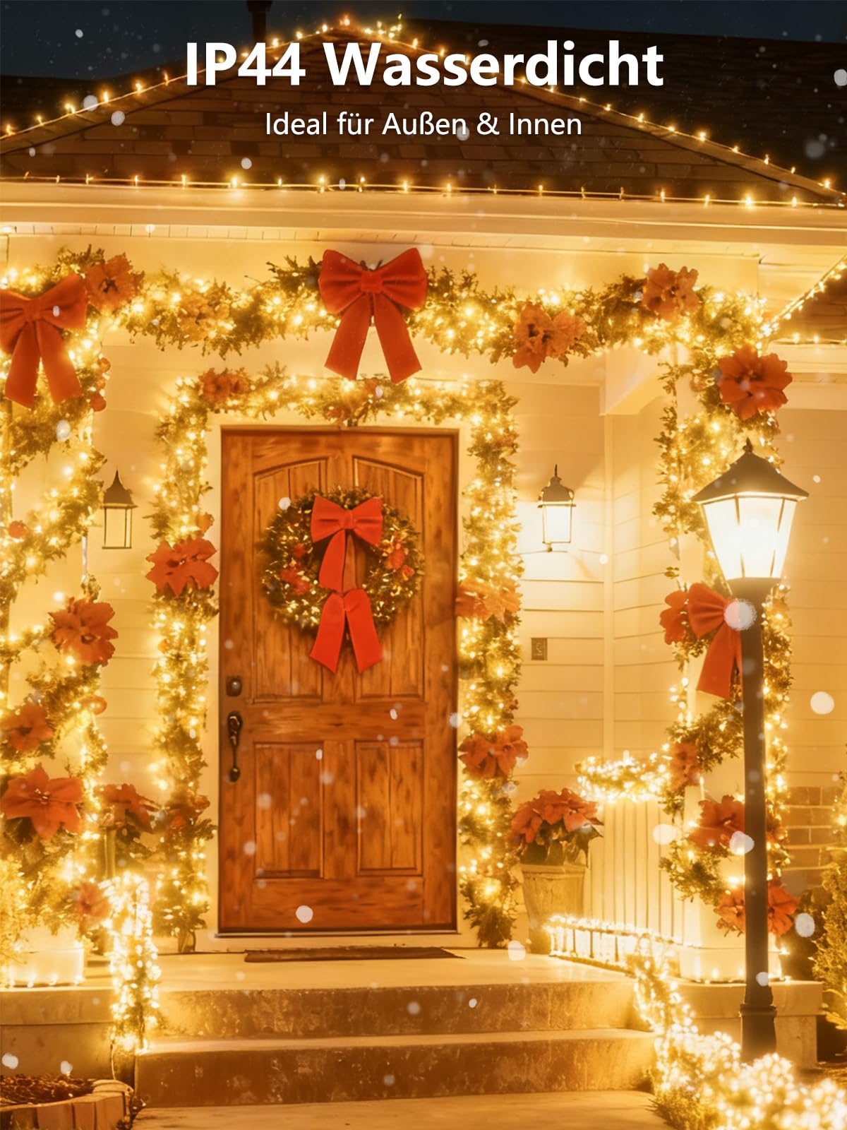 Guirnalda de 20 m para árbol de Navidad, 200 LED, luz blanca cálida