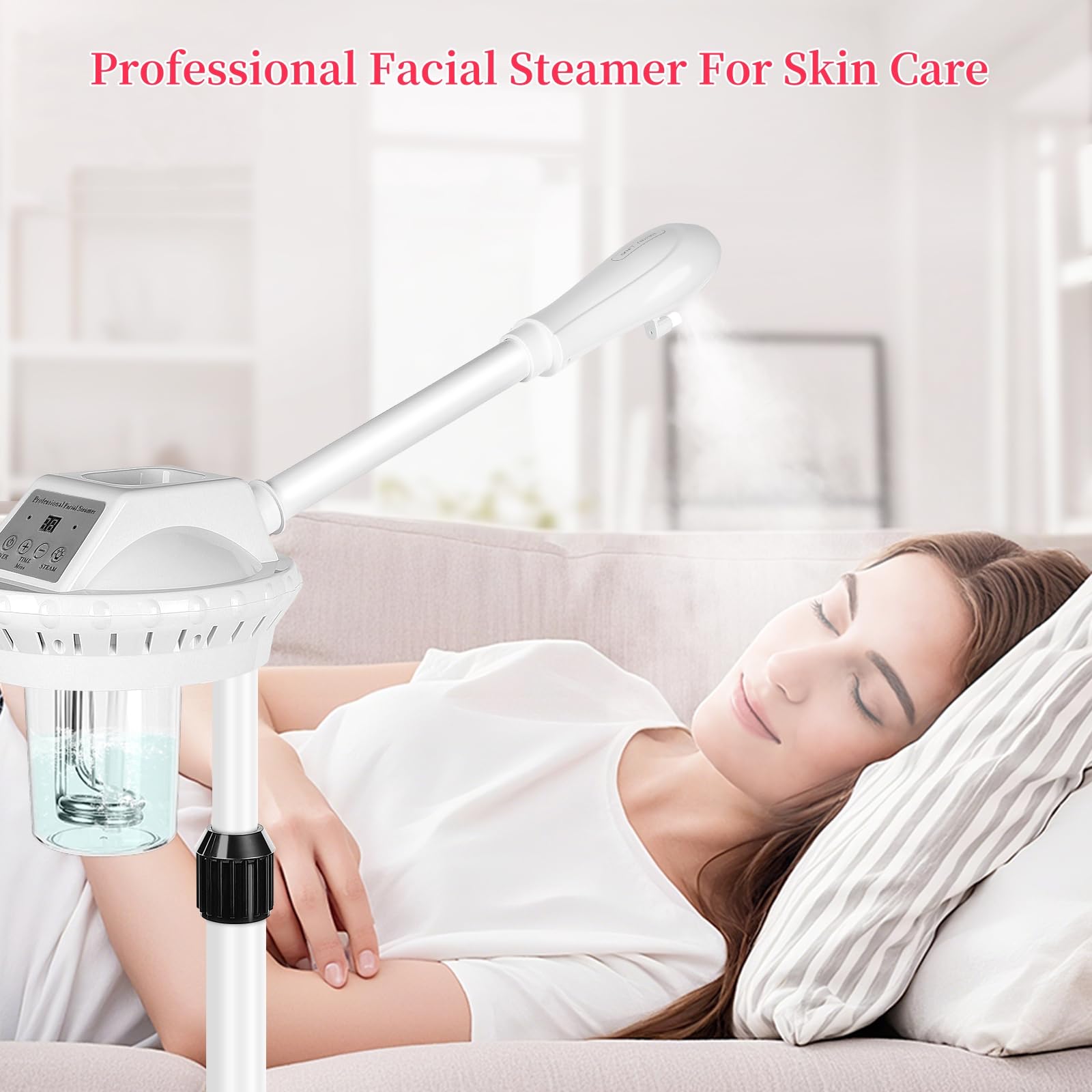 Vaporizador facial profesional, vaporizadores esteticistas sobre ruedas, vaporizadores faciales de pie para limpieza profunda facial, vaporizador para cuidado personal o spa, hidratante e hidratante