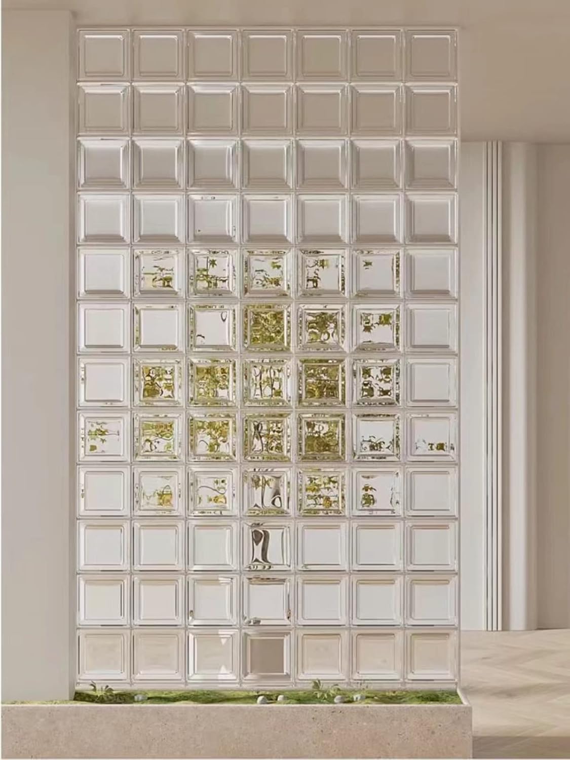 ZAQYCM Square Hollow Glass Block Privacy Divider, Clear Glass Brick for Window/Art Studio/Floor/Wall/Basement/Office at Home, 6 Pack, 8x8x3inch