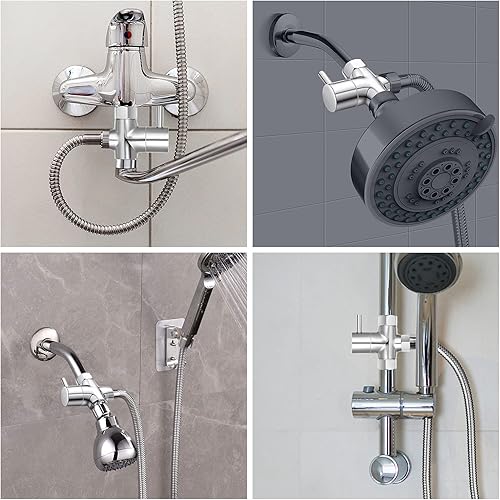 Vista 7 de Válvula desviadora de cabezal de ducha G1/2 pulgadas, válvula desviadora de brazo de ducha de latón macizo para cabezal de ducha de mano y cabezal