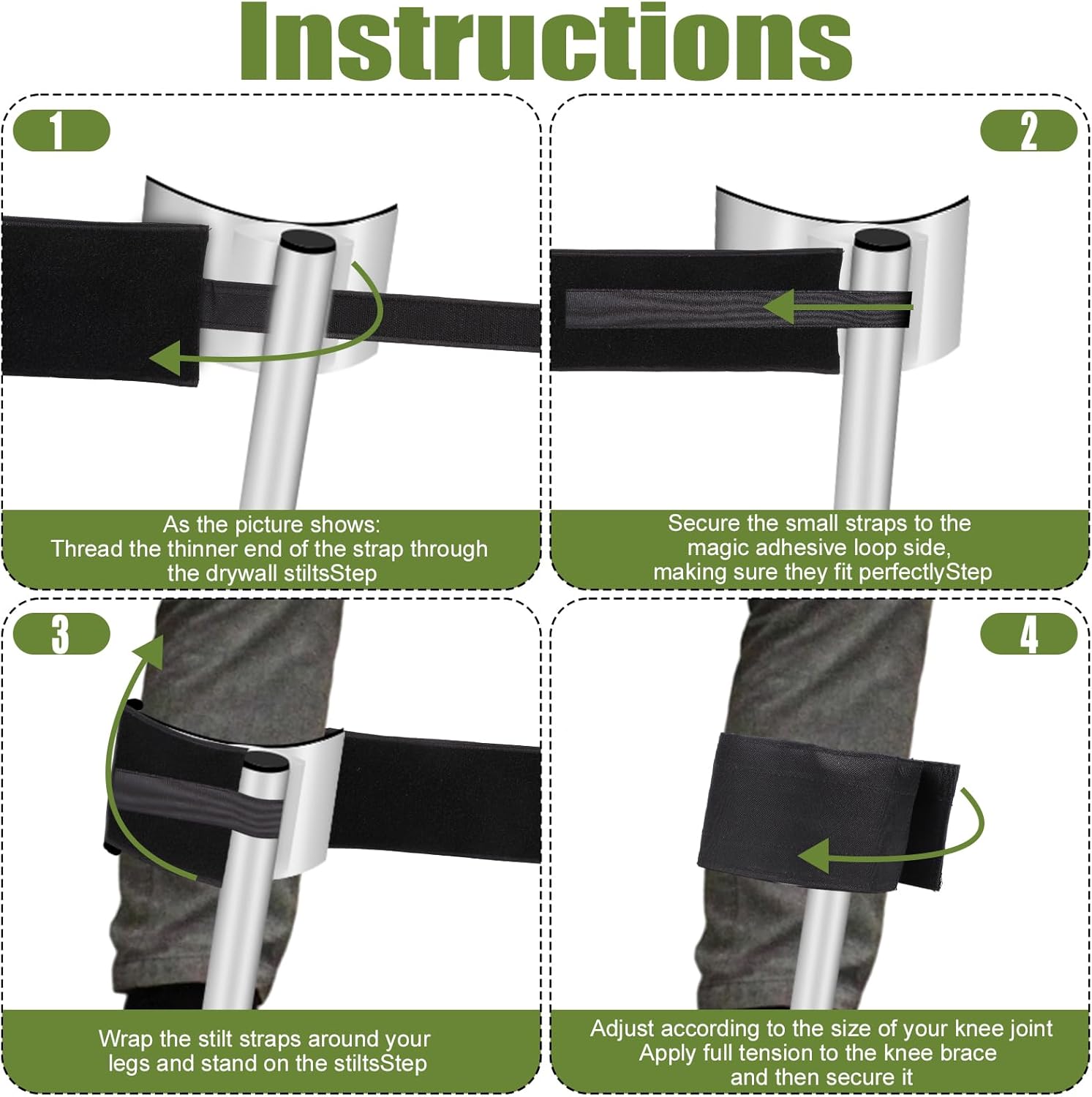 2pcs Drywall Stilts Straps, Adjustable Stilt Straps Leg Bands Comfortable Wide Drywall Stilts Foot Straps Drywall Stilts Parts for All Brands of Drywall Stilts Accessories (Black)