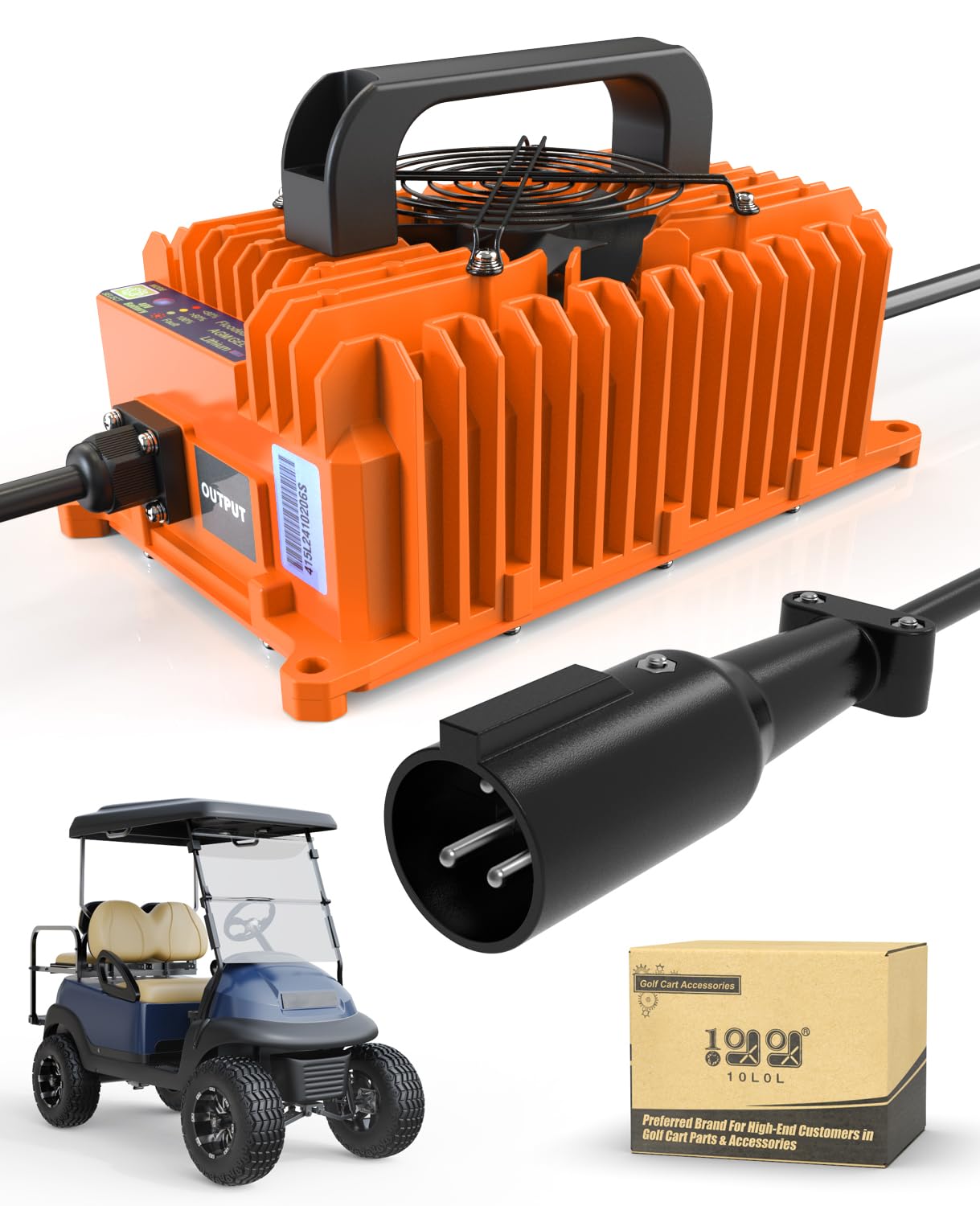 10L0L Cargador de batería para carrito de golf de 15 A 48 V para Club Car DS/Precedent, enchufe redondo de 3 pines, IP68, cargador de batería para carrito de golf de tecnología inteligente, carga de